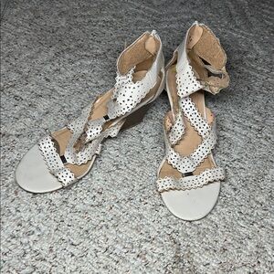 XOXO Cream Cutout Wedge Sandals